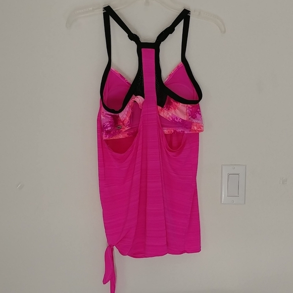 Zero x posur UPF 50+‎ Side Knot Tankini Swimsuit TOP ONLY Fuchsia Pink Size M - Picture 3 of 9